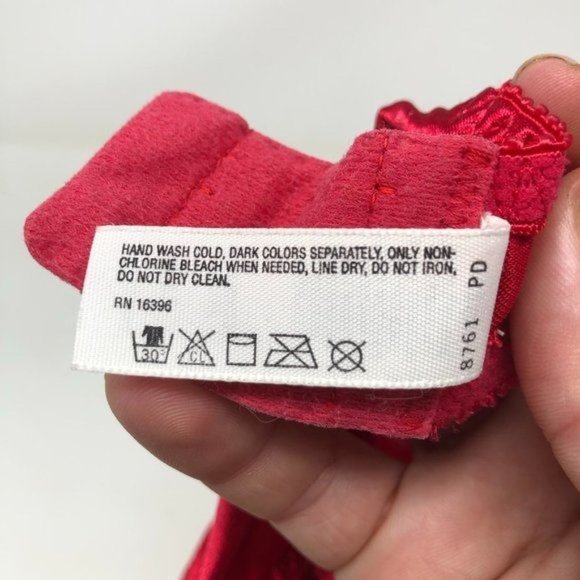 Brandless Candy Red Lace Full Coverage Bra Size 34D Removable Pads - Picture 5 of 5